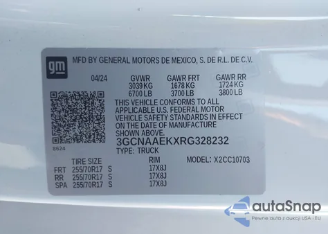 2024 Chevrolet Silverado 1500 2Wd Standard Bed Wt from USA, damaged, VIN 3GCNAAEKXRG328232